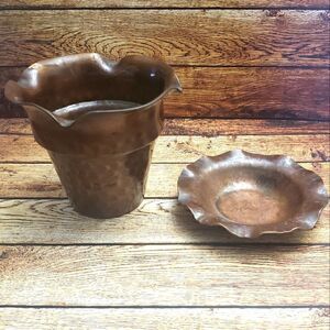 ANTIQUE AVON COPPERSMITH Arthur Cole Hand Hammered Solid Copper Set of 2 Pieces